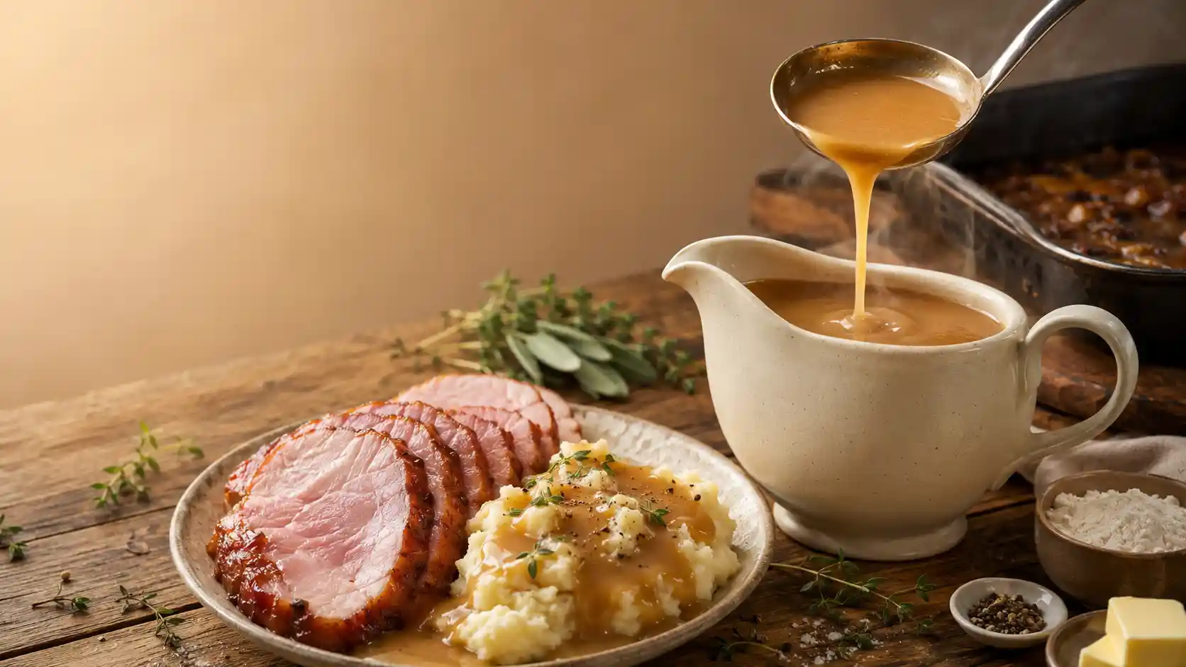 Easy Ham Gravy Recipe Using Real Ham Drippings