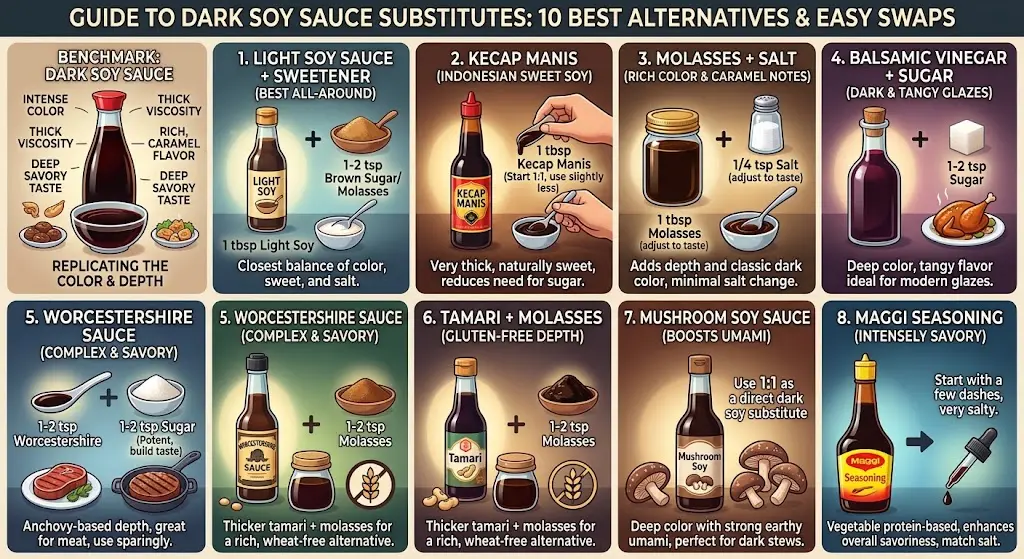 How to Substitute Dark Soy Sauce: 10 Best Alternatives & Easy Swaps