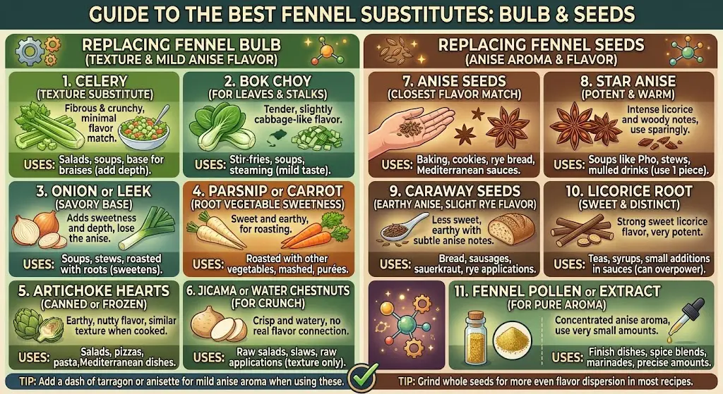 Best Fennel Substitute: 11 Easy Alternatives for Fennel Bulb & Seeds