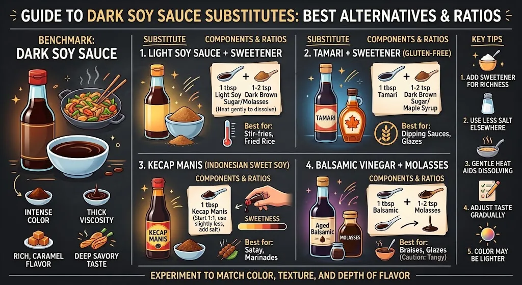 How to Substitute Dark Soy Sauce: Best Alternatives & Ratios