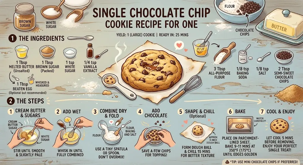 Single Chocolate Chip Cookie Recipe for One