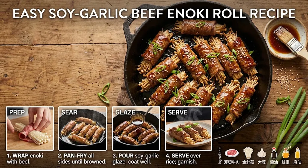 Beef Enoki Roll Recipe: Easy Soy-Garlic Beef Rolls