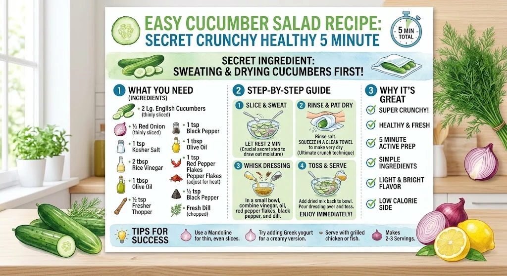 Easy Cucumber Salad Recipe: Secret Crunchy Healthy 5 Minute