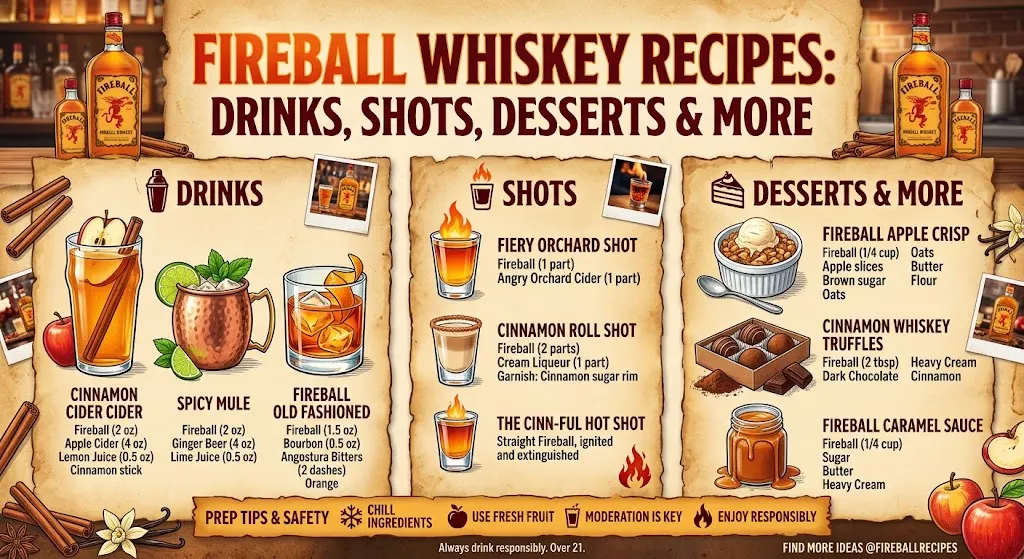 Fireball Whiskey Recipes: Drinks, Shots, Desserts & More