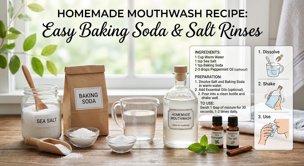Homemade Mouthwash Recipe: Easy Baking Soda and Salt Rinses