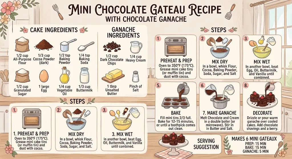 Mini Chocolate Gateau Recipe with Chocolate Ganache