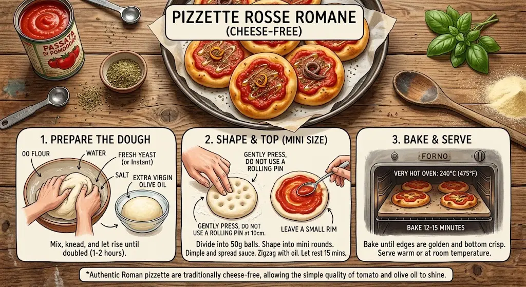 Pizzette Rosse: Authentic Roman Mini Pizza Recipe Without Cheese