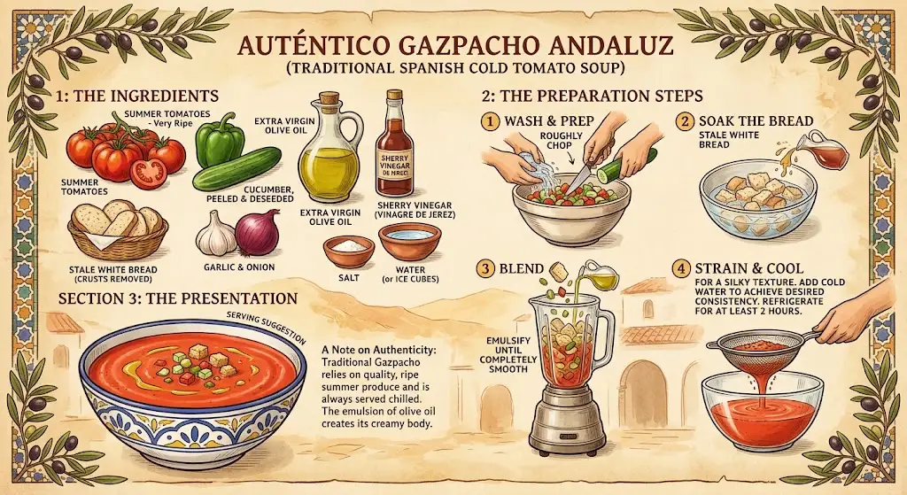 Authentic Andalusian Gazpacho: Traditional Spanish Cold Tomato Soup Recipe
