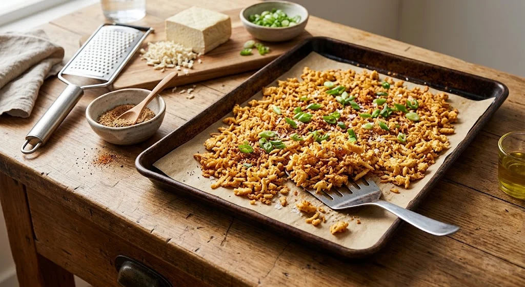 How to Make Crispy Grated Tofu in the Oven