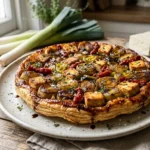 Upside Down Caramelized Leek Tart with Tofu and Sun-Dried Tomatoes