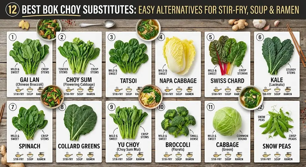 12 Best Bok Choy Substitutes: Easy Alternatives for Stir-Fry, Soup & Ramen