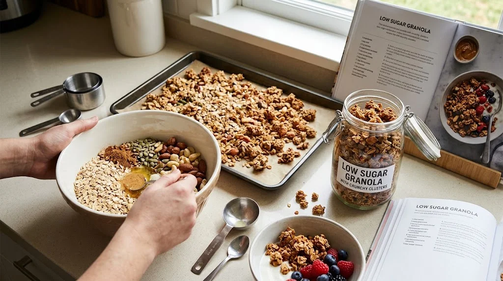 Low Sugar Granola Recipe With Crunchy Clusters