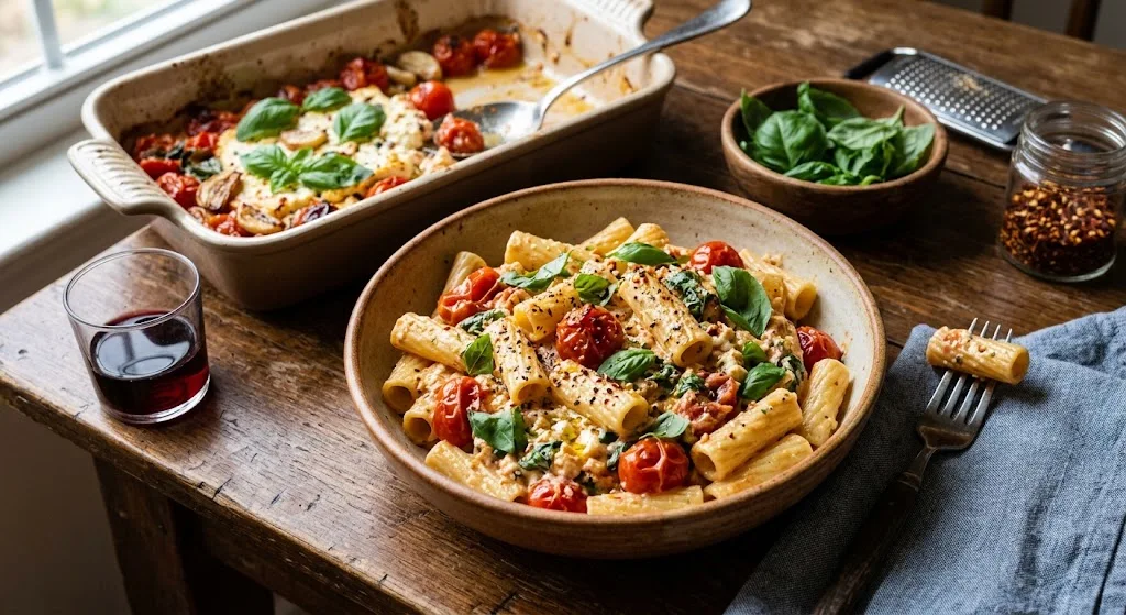 Easy Baked Feta Pasta Recipe with Cherry Tomatoes (Creamy & Flavorful)